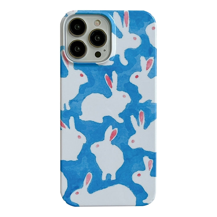 For iPhone 15 Pro Cartoon Film Craft Hard PC Phone Case(Graffiti Rabbit) - HoMEdemic™ 