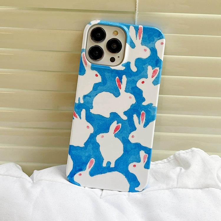 For iPhone 15 Pro Cartoon Film Craft Hard PC Phone Case(Graffiti Rabbit) - HoMEdemic™ 
