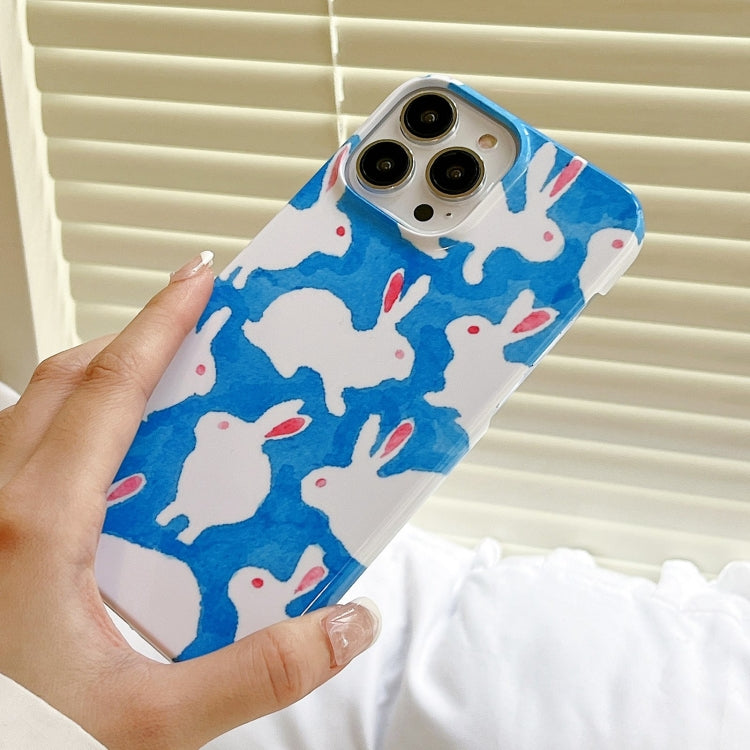 For iPhone 15 Pro Cartoon Film Craft Hard PC Phone Case(Graffiti Rabbit) - HoMEdemic™ 