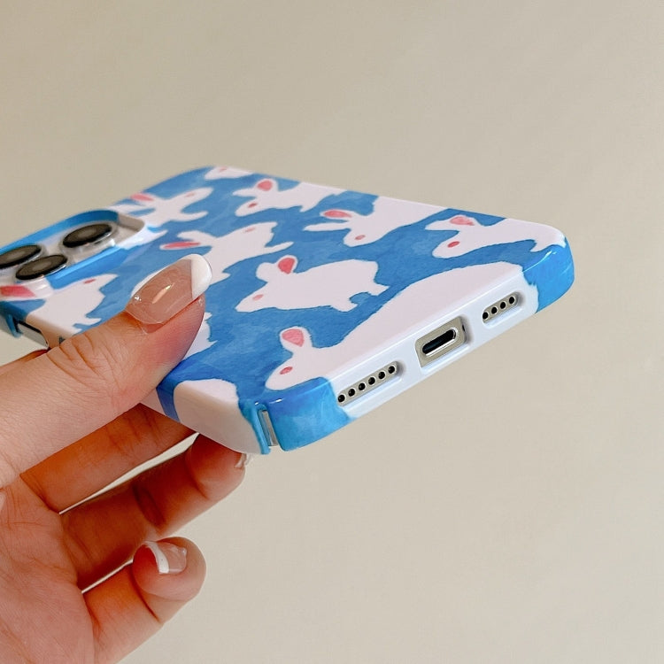 For iPhone 15 Pro Cartoon Film Craft Hard PC Phone Case(Graffiti Rabbit) - HoMEdemic™ 