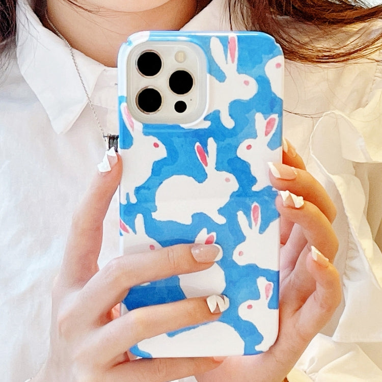 For iPhone 15 Pro Cartoon Film Craft Hard PC Phone Case(Graffiti Rabbit) - HoMEdemic™ 