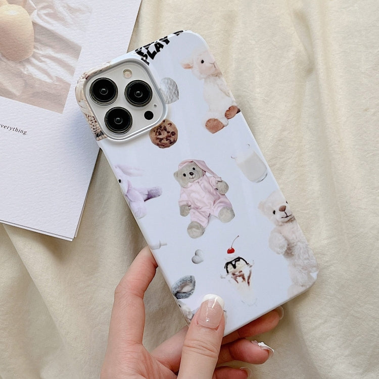 For iPhone 15 Pro Cartoon Film Craft Hard PC Phone Case(Stuffed Bear) - HoMEdemic™ 