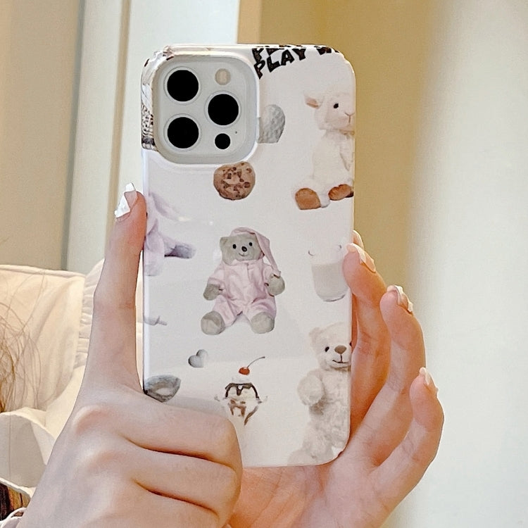 For iPhone 15 Pro Cartoon Film Craft Hard PC Phone Case(Stuffed Bear) - HoMEdemic™ 