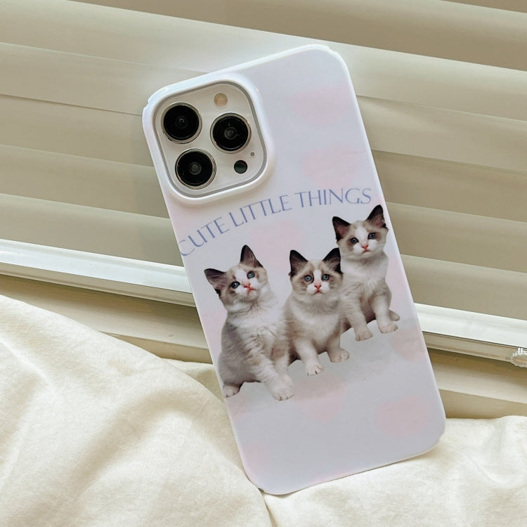 For iPhone 15 Pro Cartoon Film Craft Hard PC Phone Case(Three Cute Cats) - HoMEdemic™ 