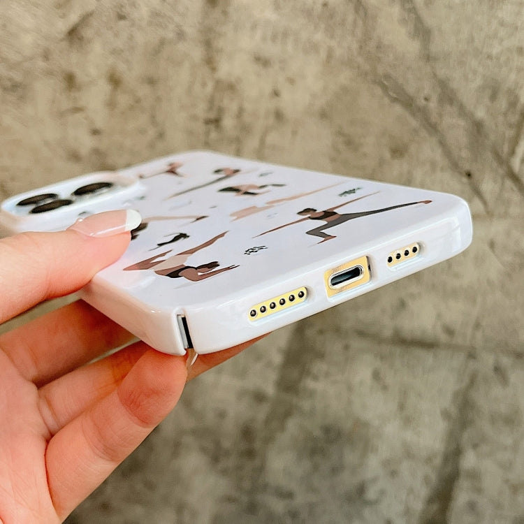 For iPhone 15 Pro Cartoon Film Craft Hard PC Phone Case(Yoga) - HoMEdemic™ 
