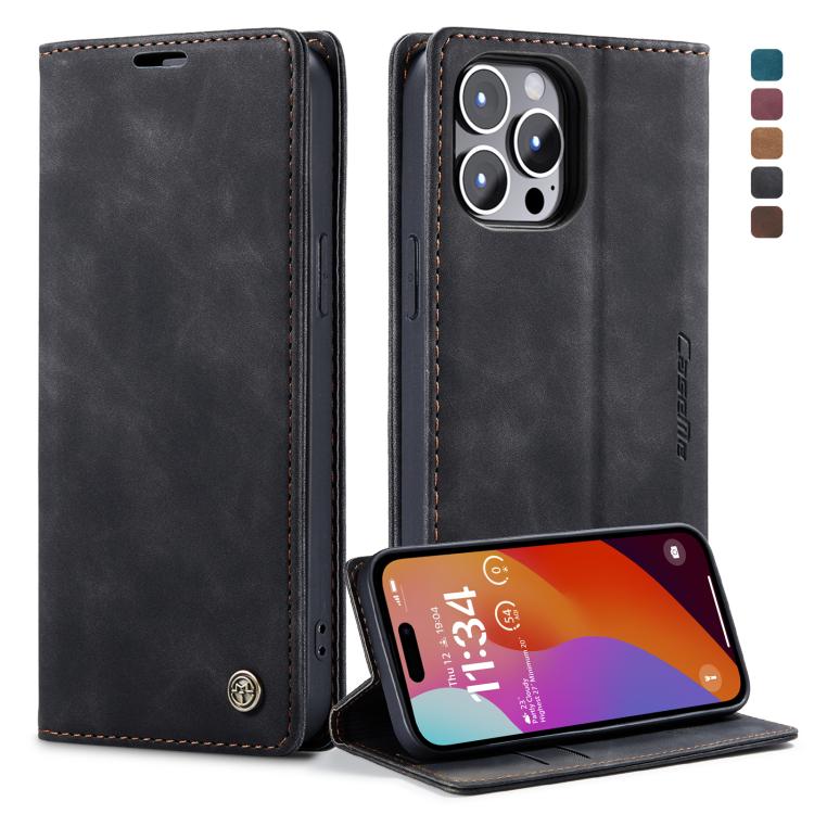 For iPhone 15 Pro CaseMe 013 Multifunctional Horizontal Flip Leather Phone Case(Black) - HoMEdemic™ 