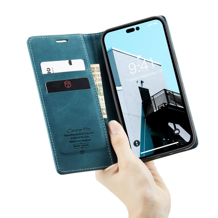 For iPhone 15 Pro CaseMe 013 Multifunctional Horizontal Flip Leather Phone Case(Blue) - HoMEdemic™ 