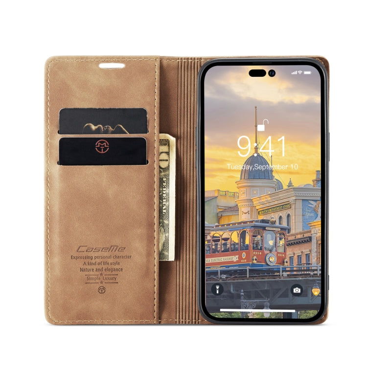 For iPhone 15 Pro CaseMe 013 Multifunctional Horizontal Flip Leather Phone Case(Brown) - HoMEdemic™ 