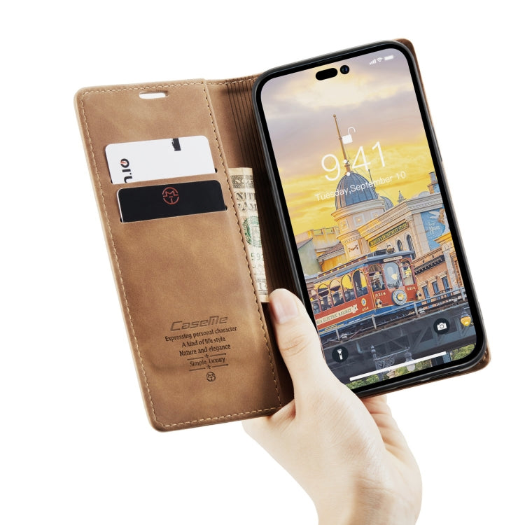For iPhone 15 Pro CaseMe 013 Multifunctional Horizontal Flip Leather Phone Case(Brown) - HoMEdemic™ 