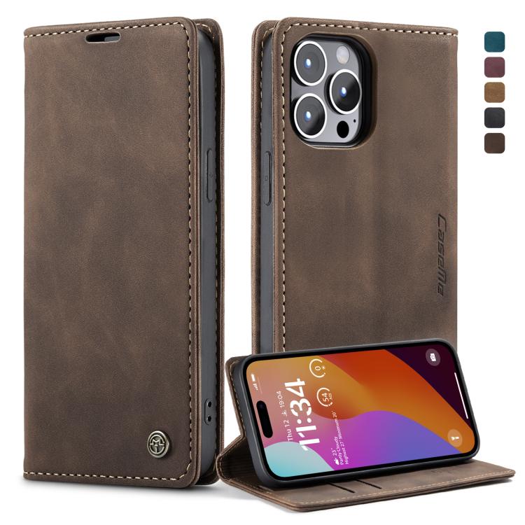 For iPhone 15 Pro CaseMe 013 Multifunctional Horizontal Flip Leather Phone Case(Coffee) - HoMEdemic™ 