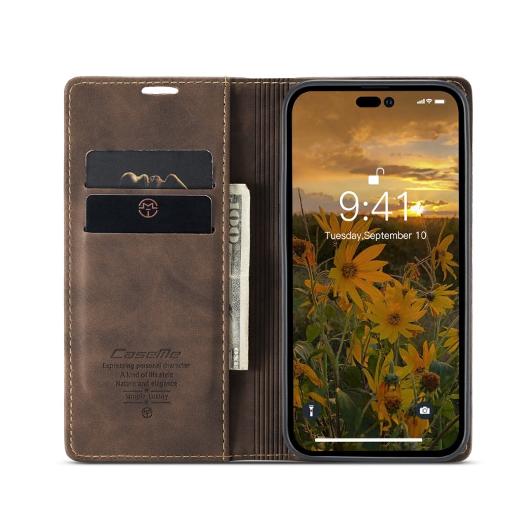 For iPhone 15 Pro CaseMe 013 Multifunctional Horizontal Flip Leather Phone Case(Coffee) - HoMEdemic™ 