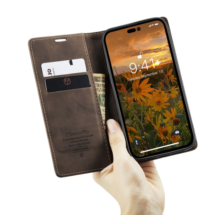 For iPhone 15 Pro CaseMe 013 Multifunctional Horizontal Flip Leather Phone Case(Coffee) - HoMEdemic™ 