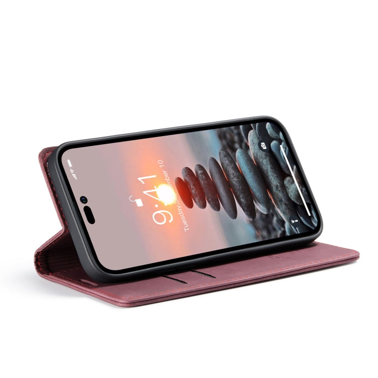 For iPhone 15 Pro CaseMe 013 Multifunctional Horizontal Flip Leather Phone Case(Wine Red) - HoMEdemic™ 