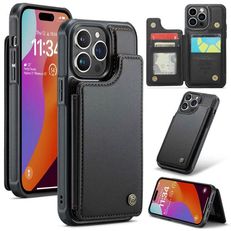 For iPhone 15 Pro CaseMe C22 Card Slots Holder RFID Anti-theft Phone Case(Black) - HoMEdemic™ 