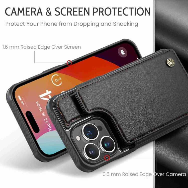 For iPhone 15 Pro CaseMe C22 Card Slots Holder RFID Anti-theft Phone Case(Black) - HoMEdemic™ 