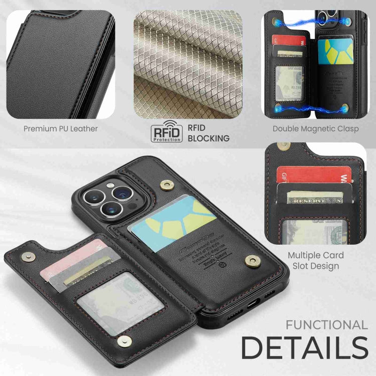 For iPhone 15 Pro CaseMe C22 Card Slots Holder RFID Anti-theft Phone Case(Black) - HoMEdemic™ 