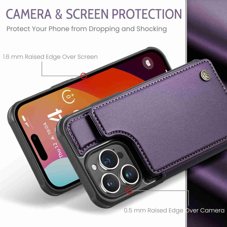 For iPhone 15 Pro CaseMe C22 Card Slots Holder RFID Anti-theft Phone Case(Purple) - HoMEdemic™ 