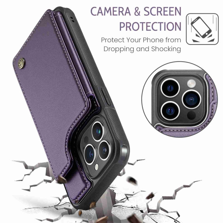For iPhone 15 Pro CaseMe C22 Card Slots Holder RFID Anti-theft Phone Case(Purple) - HoMEdemic™ 