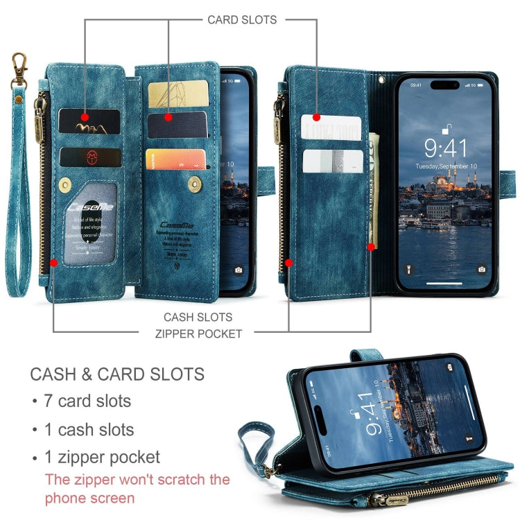 For iPhone 15 Pro CaseMe C30 Multifunctional Leather Phone Case(Blue) - HoMEdemic™ 