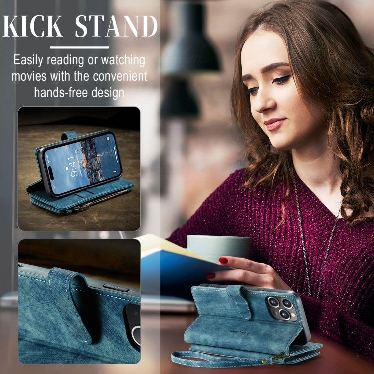 For iPhone 15 Pro CaseMe C30 Multifunctional Leather Phone Case(Blue) - HoMEdemic™ 
