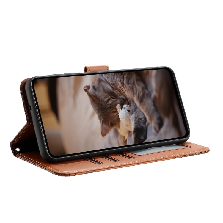 For iPhone 15 Pro Cat Embossing Pattern Leather Phone Case with Lanyard(Brown) - HoMEdemic™ 