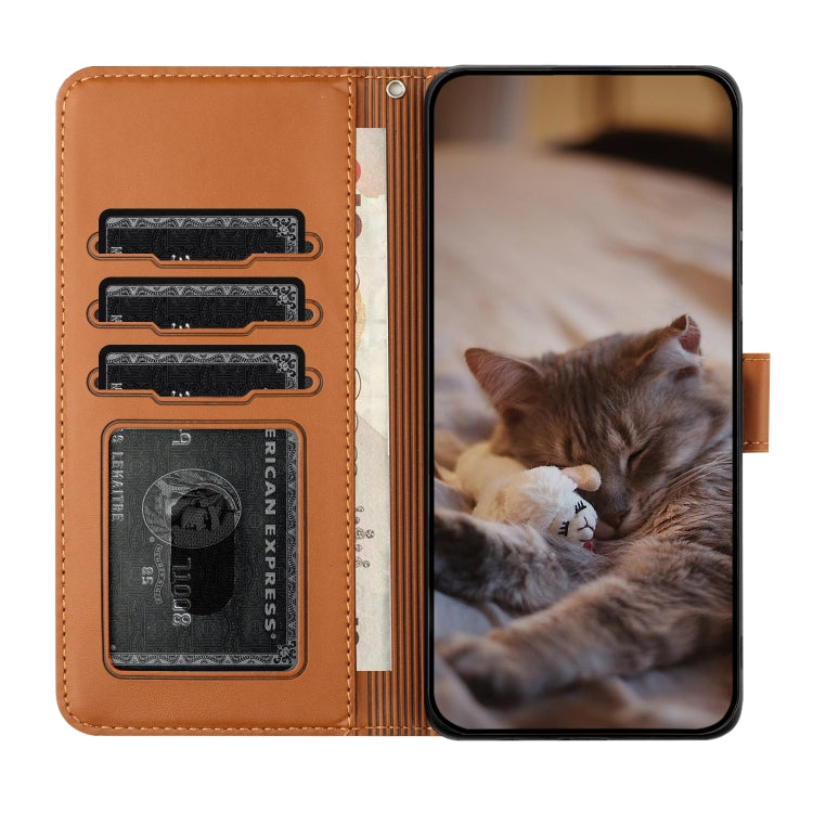 For iPhone 15 Pro Cat Embossing Pattern Leather Phone Case with Lanyard(Brown) - HoMEdemic™ 