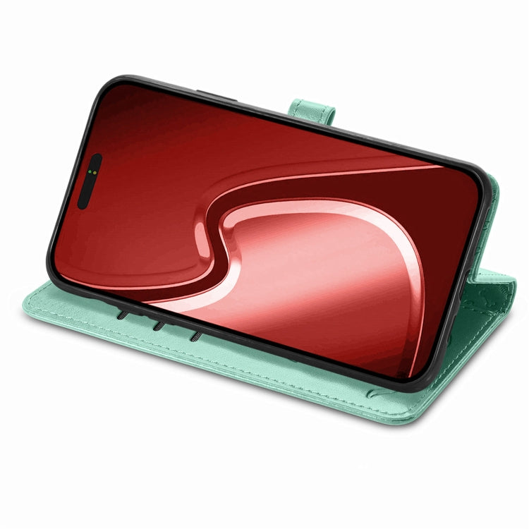 For iPhone 15 Pro Cat and Dog Embossed Leather Phone Case(Green) - HoMEdemic™ 