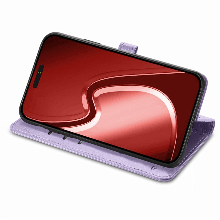 For iPhone 15 Pro Cat and Dog Embossed Leather Phone Case(Purple) - HoMEdemic™ 