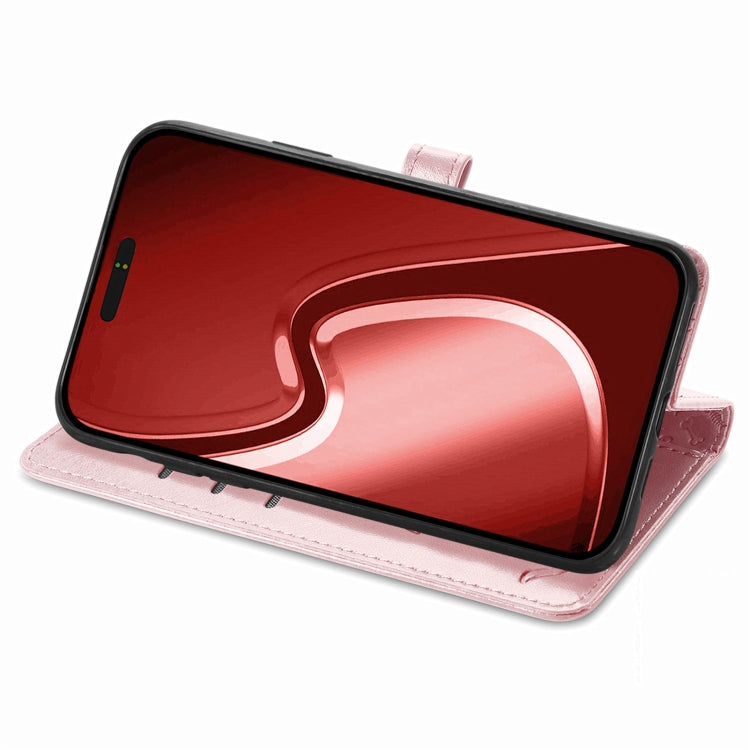 For iPhone 15 Pro Cat and Dog Embossed Leather Phone Case(Rose Gold) - HoMEdemic™ 