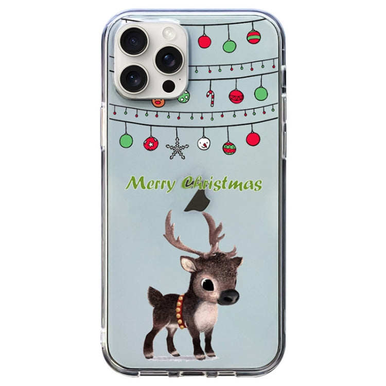 For iPhone 15 Pro Christmas Colored Drawing Pattern High Transparent Soft TPU Phone Case(Elk) - HoMEdemic™ 