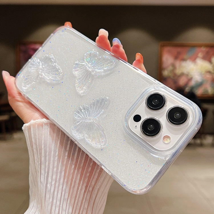 For iPhone 15 Pro Clear Crystal Butterflies TPU Phone Case(Transparent) - HoMEdemic™ 