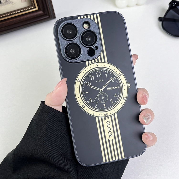 For iPhone 15 Pro Clock Pattern Magnetic Lens Protection Phone Case(Black) - HoMEdemic™ 