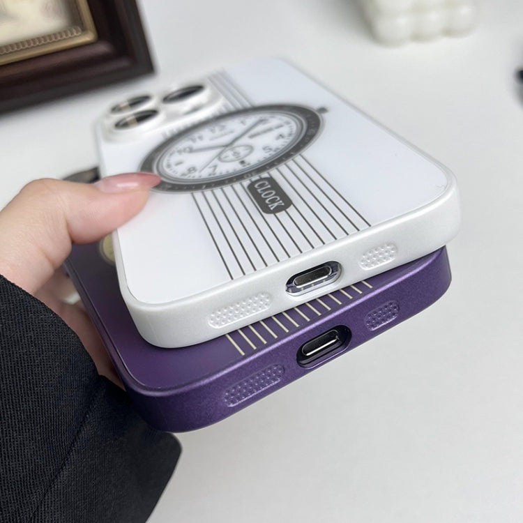 For iPhone 15 Pro Clock Pattern Magnetic Lens Protection Phone Case(Purple) - HoMEdemic™ 