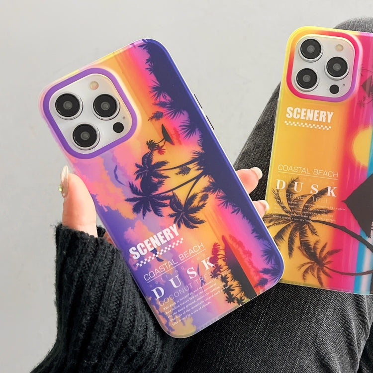 For iPhone 15 Pro Coconut Dual-side Laminating Laser Frosted Phone Case(Purple) - HoMEdemic™ 