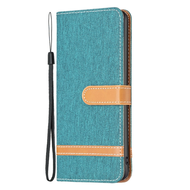 For iPhone 15 Pro Color Block Denim Texture Leather Phone Case(Green) - HoMEdemic™ 