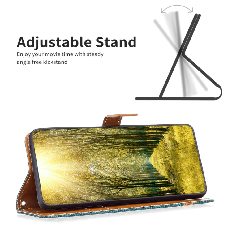 For iPhone 15 Pro Color Block Denim Texture Leather Phone Case(Green) - HoMEdemic™ 