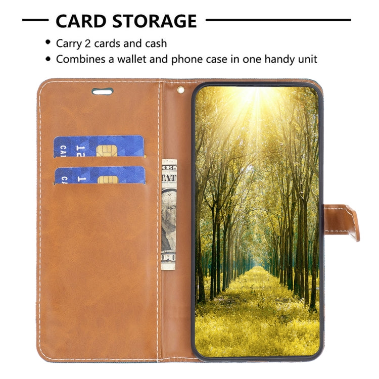 For iPhone 15 Pro Color Block Denim Texture Leather Phone Case(Green) - HoMEdemic™ 