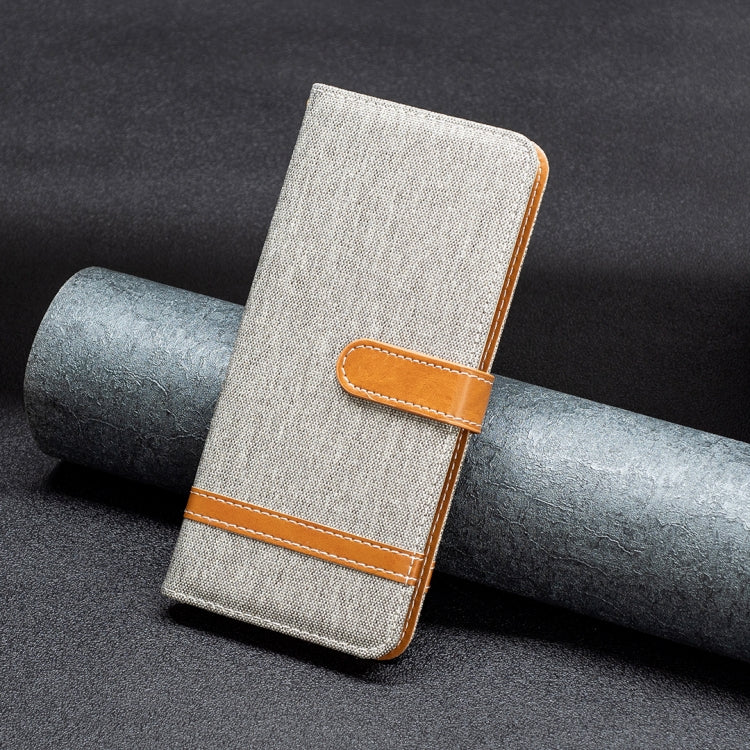For iPhone 15 Pro Color Block Denim Texture Leather Phone Case(Grey) - HoMEdemic™ 