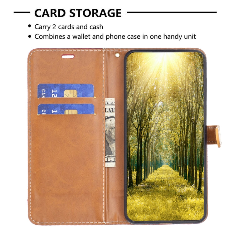 For iPhone 15 Pro Color Block Denim Texture Leather Phone Case(Red) - HoMEdemic™ 