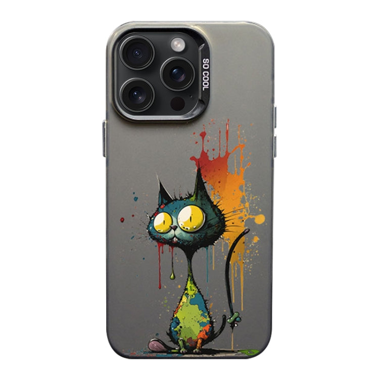 For iPhone 15 Pro Color Ink Frosted PC+TPU Phone Case(Big Eyed Cat) - HoMEdemic™ 