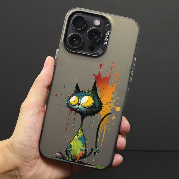 For iPhone 15 Pro Color Ink Frosted PC+TPU Phone Case(Big Eyed Cat) - HoMEdemic™ 