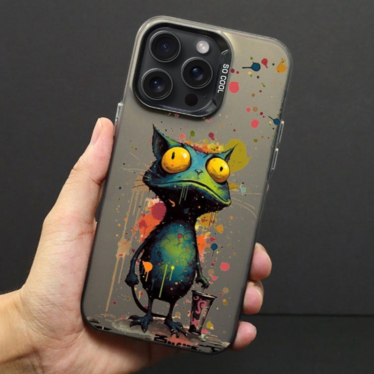 For iPhone 15 Pro Color Ink Frosted PC+TPU Phone Case(Frog) - HoMEdemic™ 