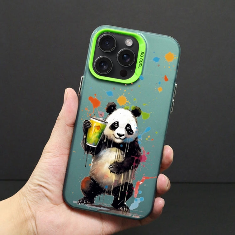 For iPhone 15 Pro Color Ink Frosted PC+TPU Phone Case(Giant Panda) - HoMEdemic™ 
