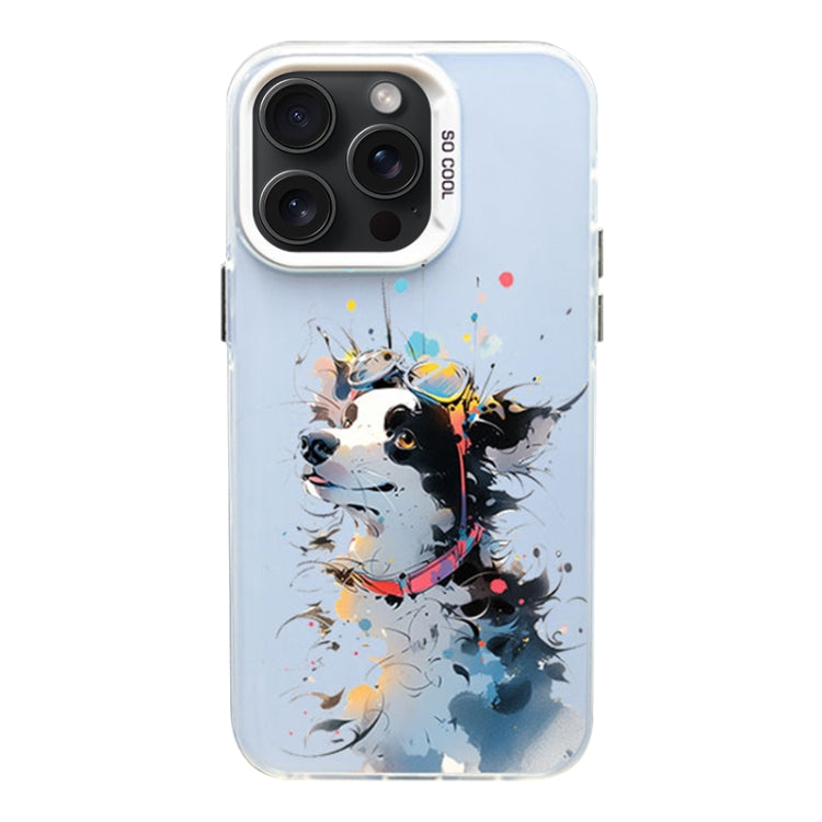 For iPhone 15 Pro Color Ink Frosted PC+TPU Phone Case(Glasses Dog) - HoMEdemic™ 