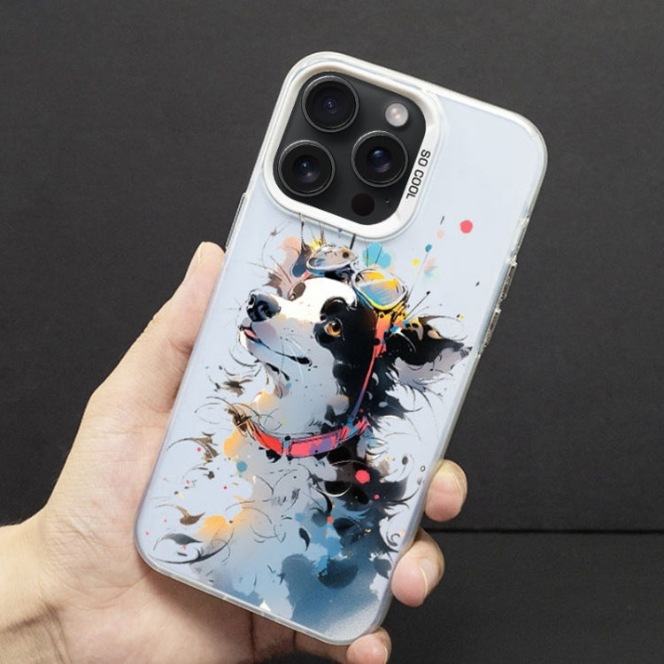 For iPhone 15 Pro Color Ink Frosted PC+TPU Phone Case(Glasses Dog) - HoMEdemic™ 
