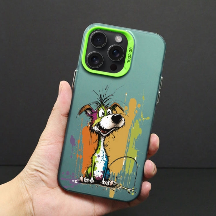 For iPhone 15 Pro Color Ink Frosted PC+TPU Phone Case(Silly Dog) - HoMEdemic™ 