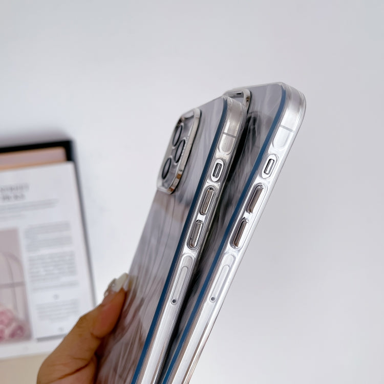 For iPhone 15 Pro Color Silver IMD Feather Pattern Shockproof Phone Case - HoMEdemic™ 