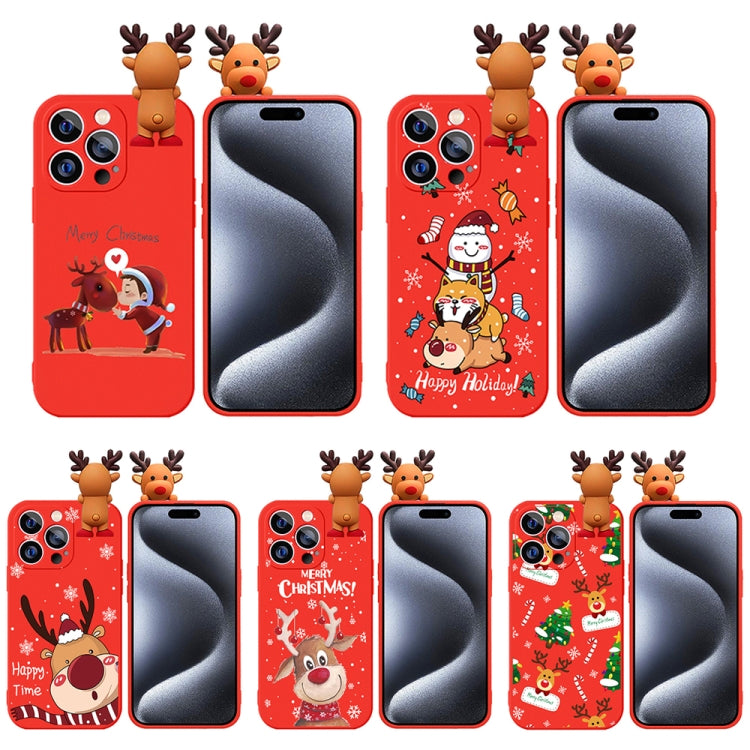 For iPhone 15 Pro Colored Drawing Deer Relief Doll Soft TPU Phone Case(Cute Elk) - HoMEdemic™ 
