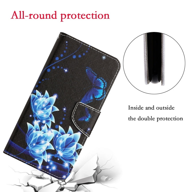 For iPhone 15 Pro Colored Drawing Leather Phone Case(Blue Butterfly) - HoMEdemic™ 