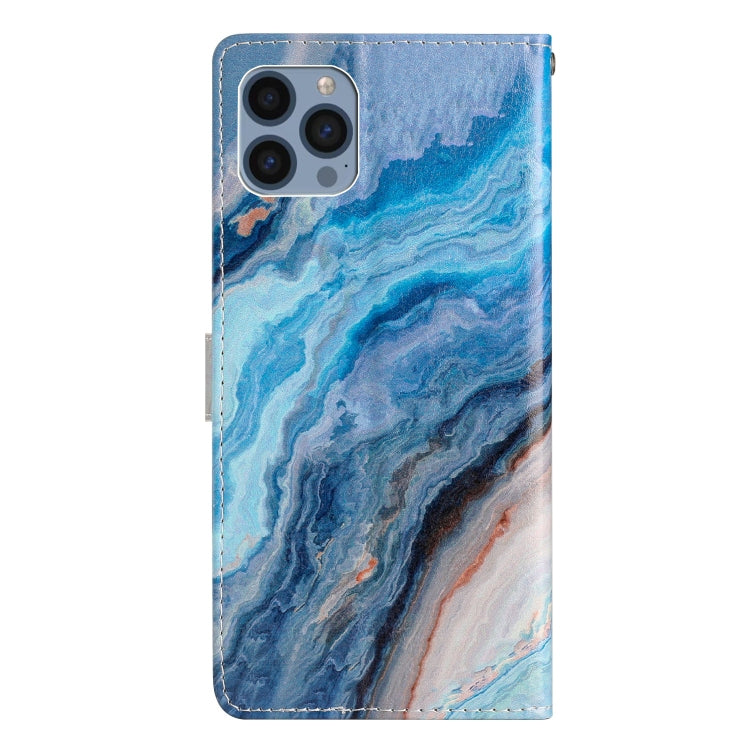 For iPhone 15 Pro Colored Drawing Leather Phone Case(Blue Marble) - HoMEdemic™ 